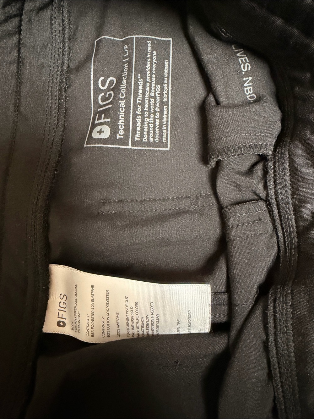 Figs Black Technical Collection Scrub Top M and pants L/P - Picture 4 of 5
